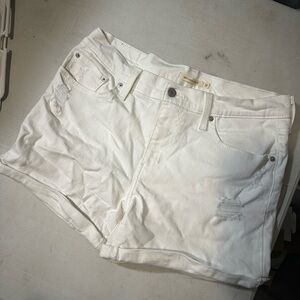 Levi's White Distressed Denim Shorts